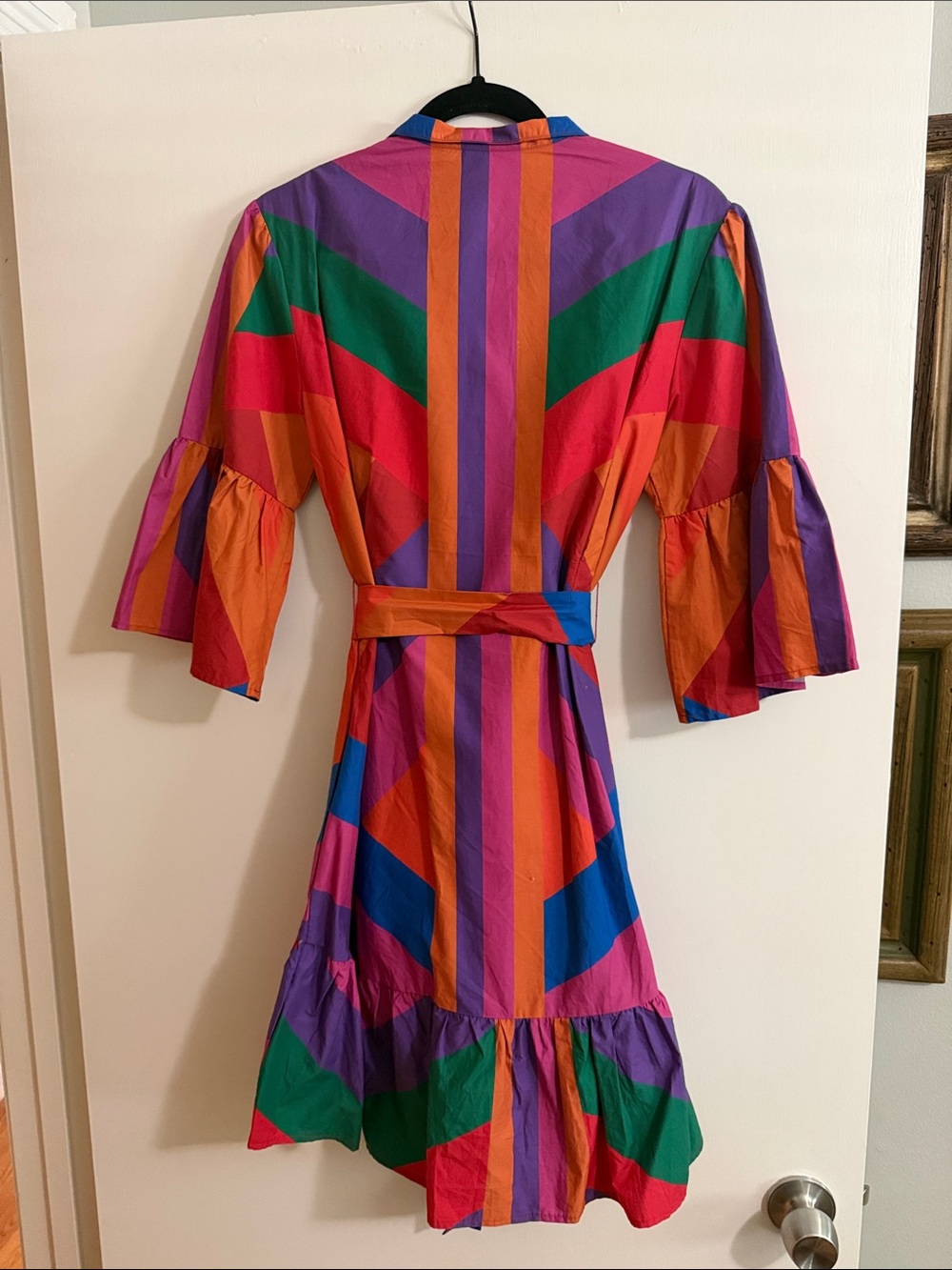 FARM Rio Bold Multicolor Chevron Midi Dress - Pink, Purple, Orange, Green, Blue - Picture 3 of 3